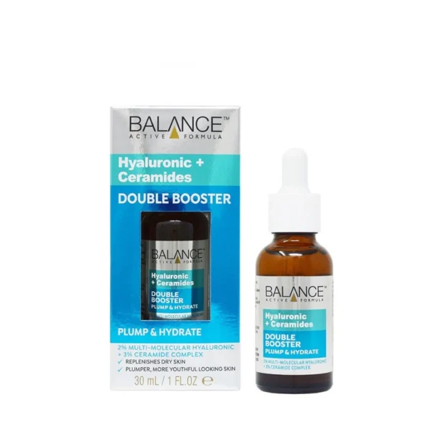 Balance Active Formula Hyaluronic + Ceramides Double Booster Plump & Hydrate Serum 30ml(Made In England)