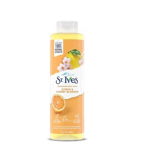 St.Ives Energizing Body Wash with Citrus and Cherry Blossom 650ml (Made In USA)